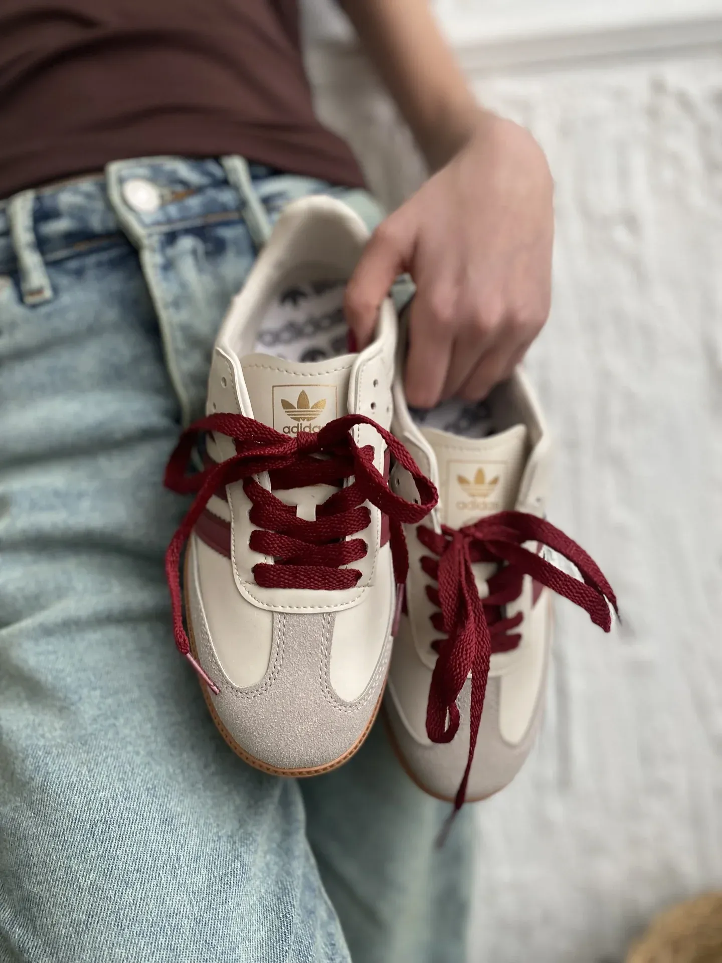 Adidas Samba Bej – Bordo Detaylı